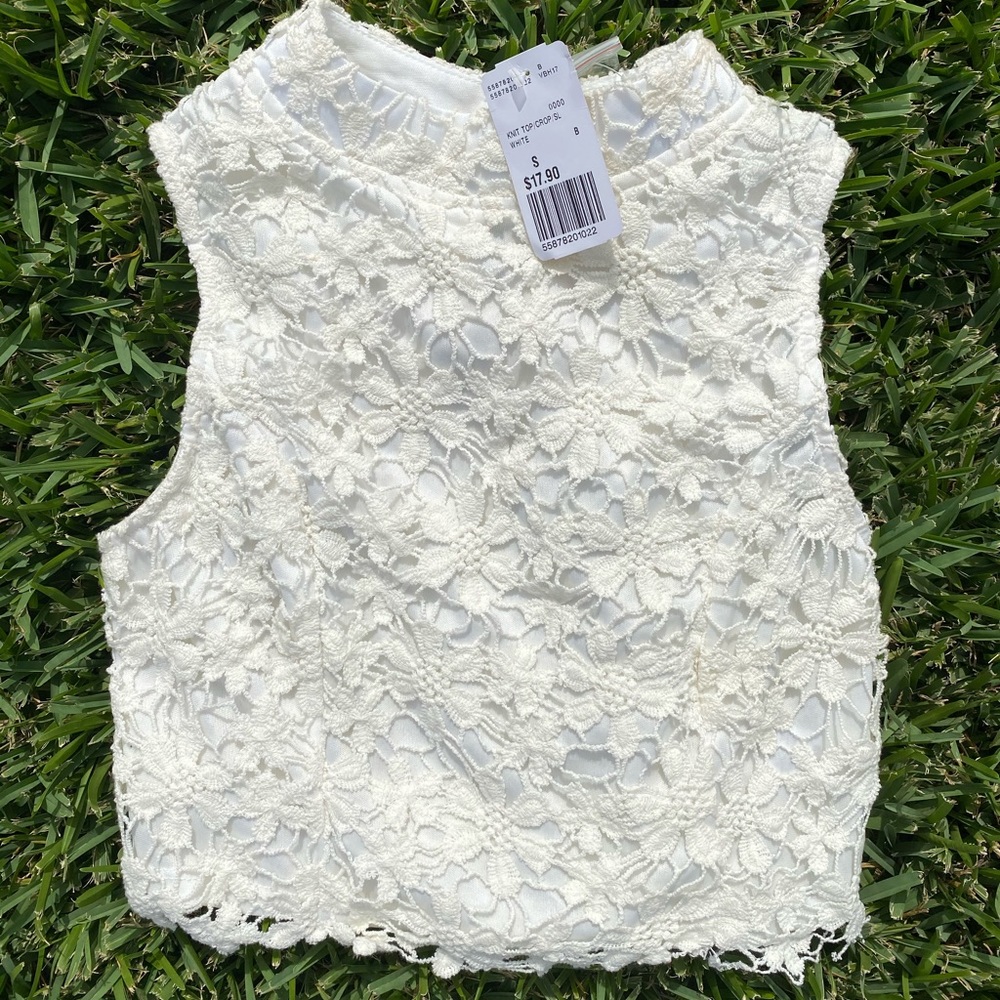 Never worn cream/white lace crop too